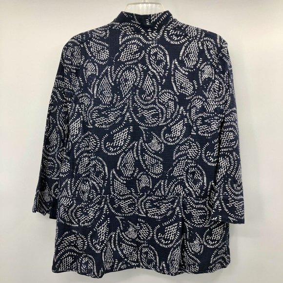 CJ Banks Jacket Womens X 14W Used Navy No Collar Zip Front Lightweight - Picture 2 of 12